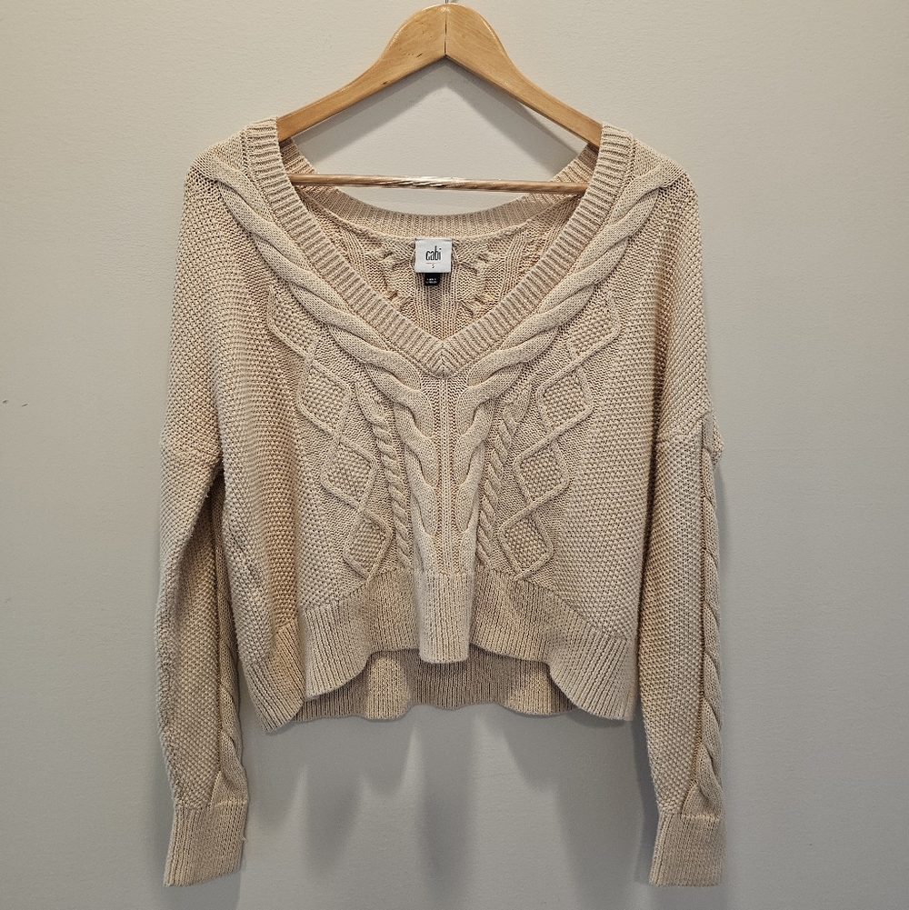 Cabi Cropped Cable Pullover Size Small - image 7